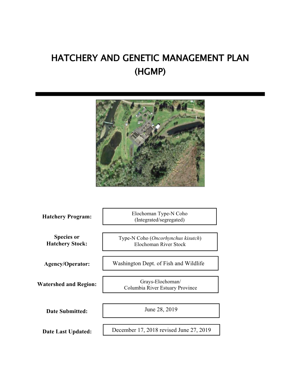 Elochoman Coho Hatchery Program Plan