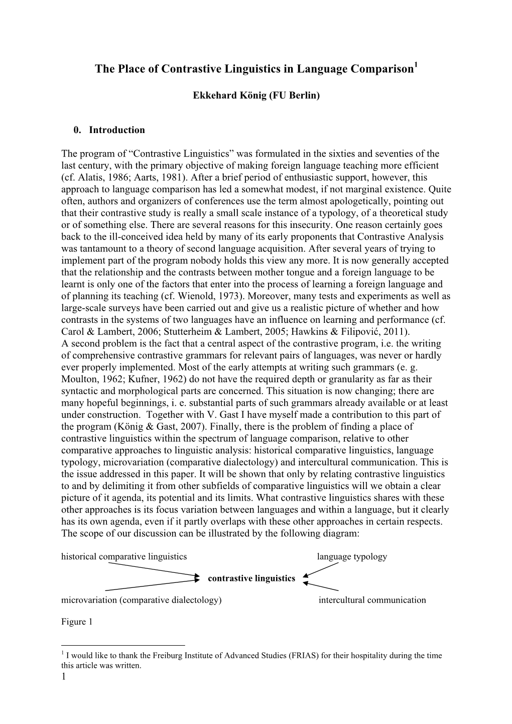 The Place of Contrastive Linguistics in Language Comparison1