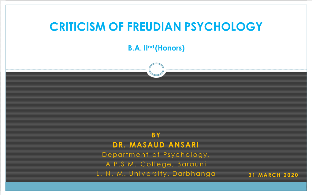 Criticism of Freudian Psychology