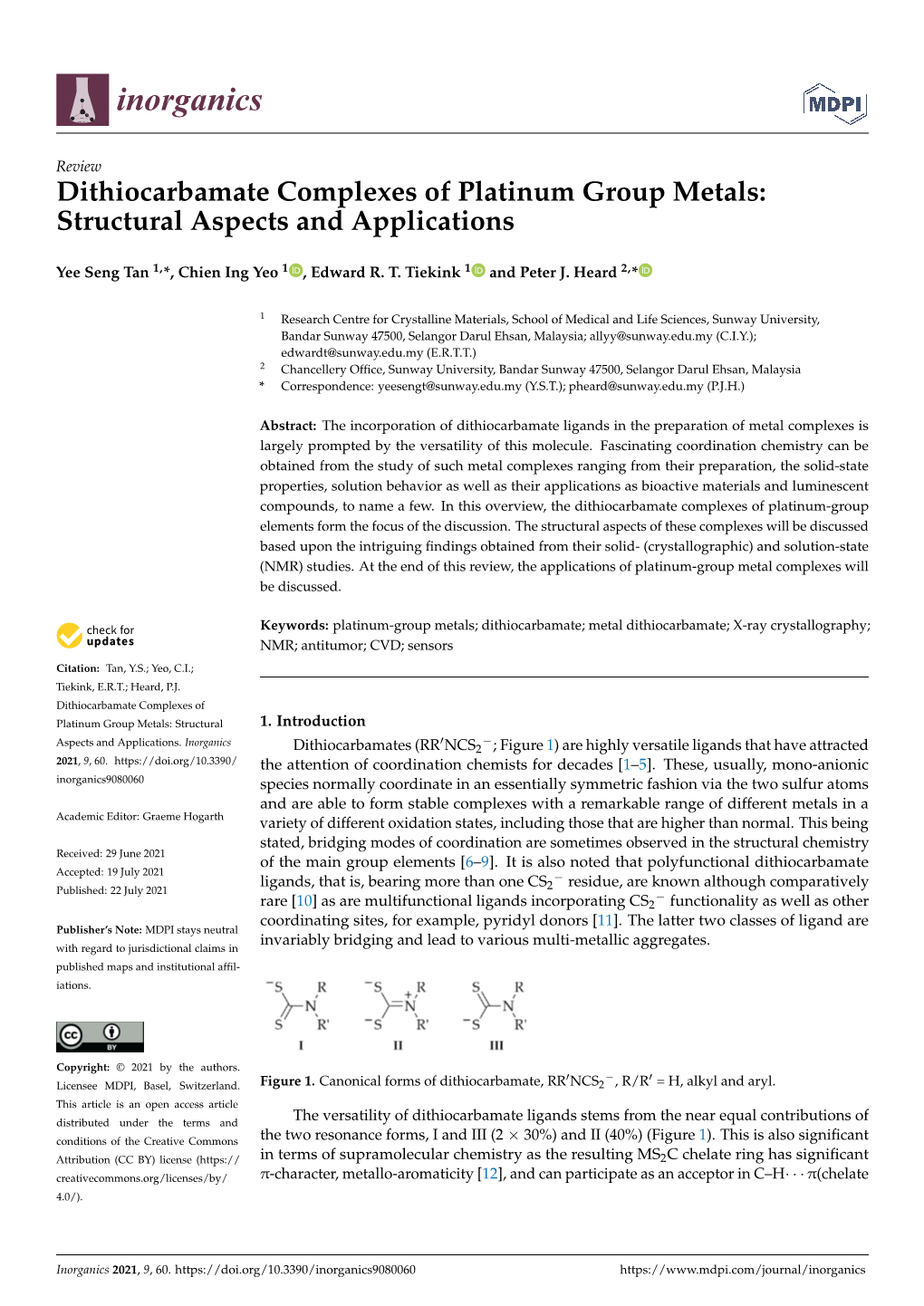 Dithiocarbamate Complexes of Platinum Group Metals: Structural Aspects and Applications