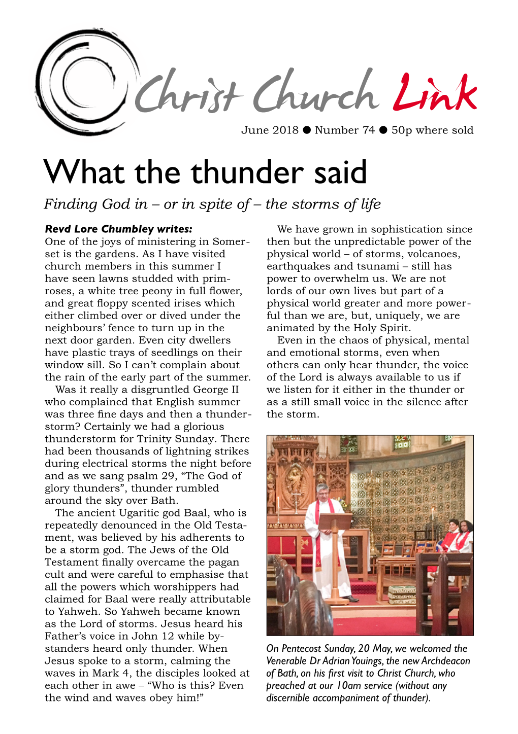 June 2018 L Number 74 L 50P Where Sold What the Thunder Said Finding God in – Or in Spite of – the Storms of Life