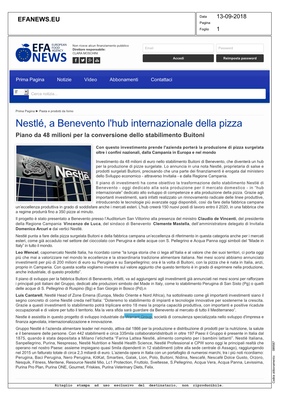 Nestlé, a Benevento L'hub Internazionale Della Pizza Piano Da 48 Milioni Per La Conversione Dello Stabilimento Buitoni