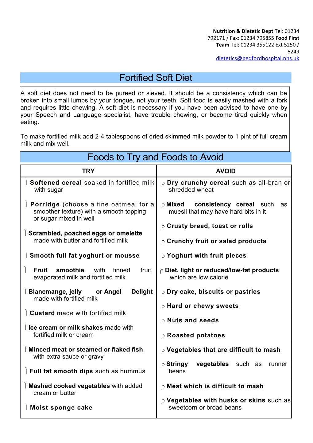 Fortified Soft Diet