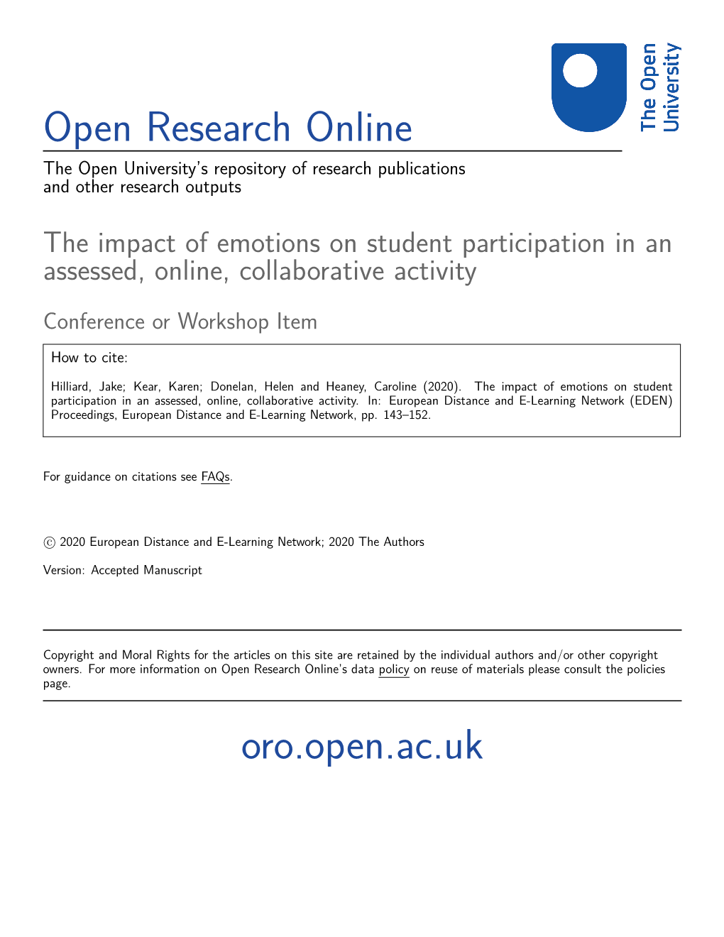 Open Research Online Oro.Open.Ac.Uk