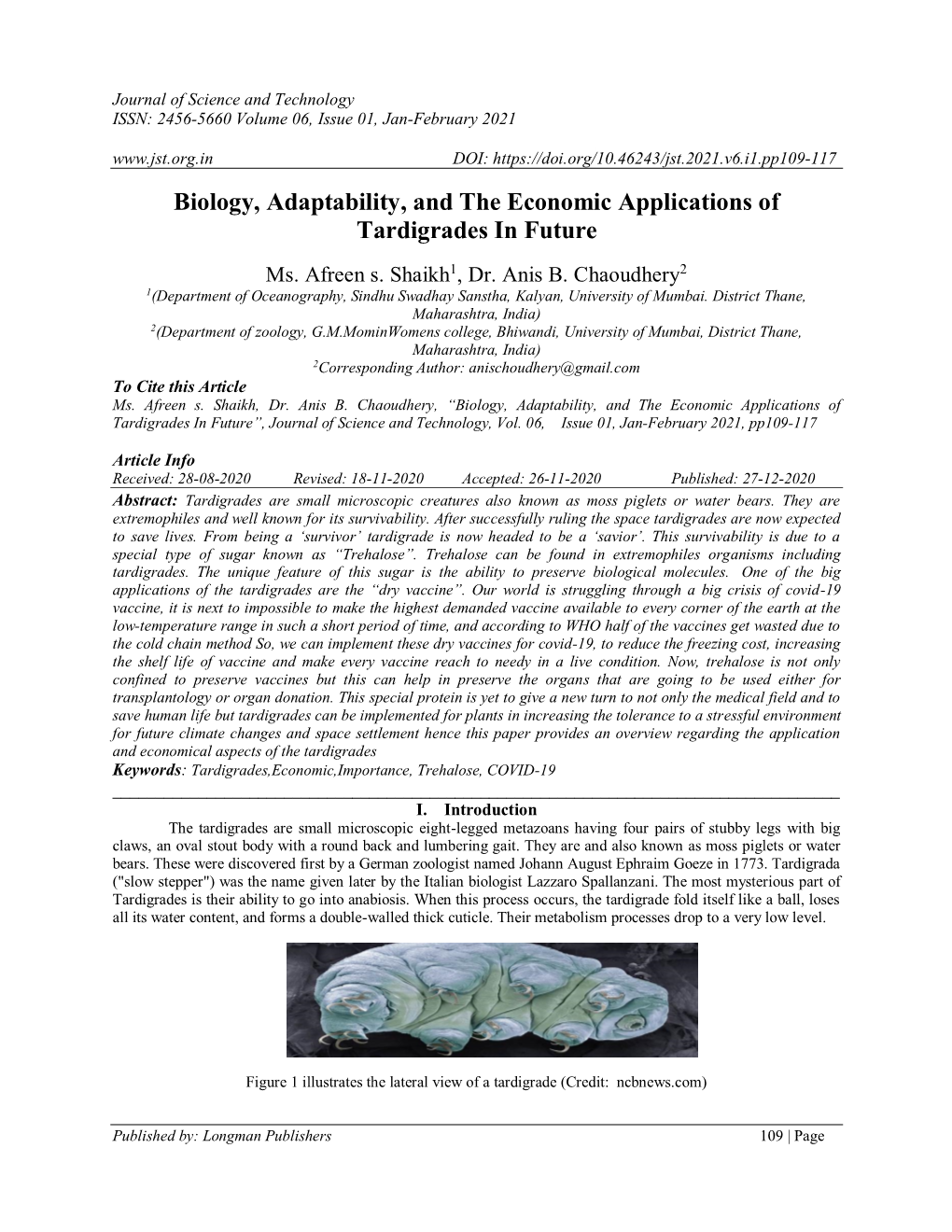 Biology, Adaptability, and the Economic Applications of Tardigrades in Future