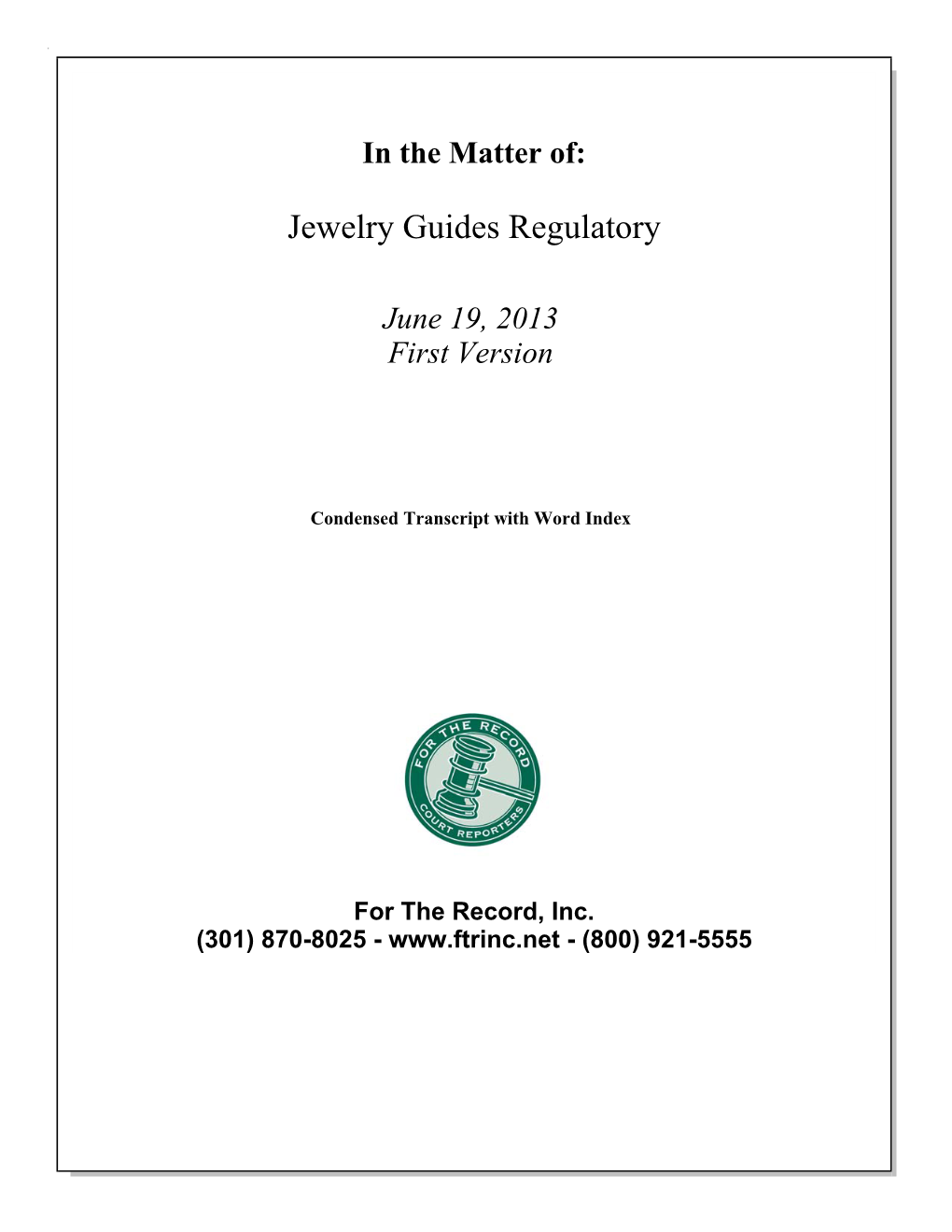 Jewelry Guides Regulatory