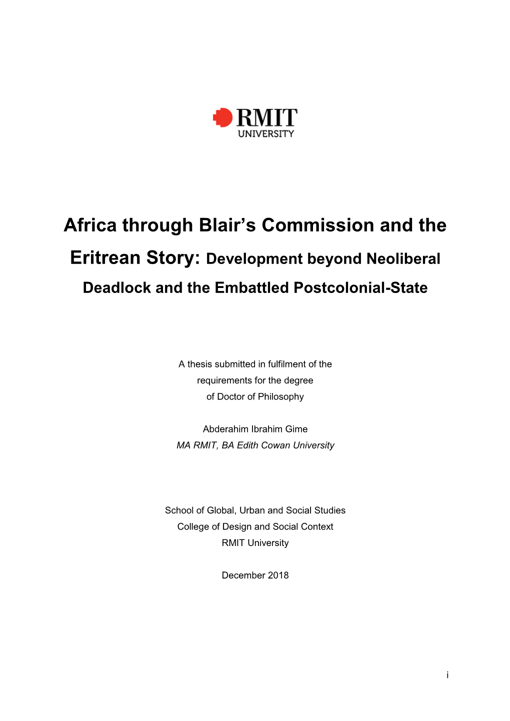 Africa Through Blair's Commission And