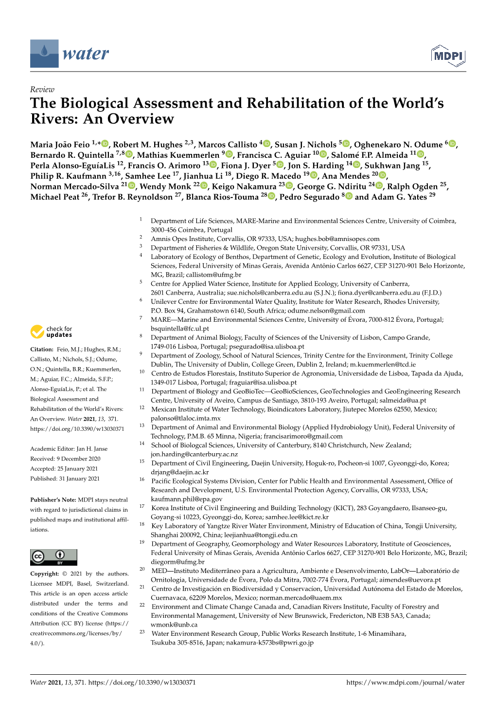 The Biological Assessment and Rehabilitation of the World's Rivers