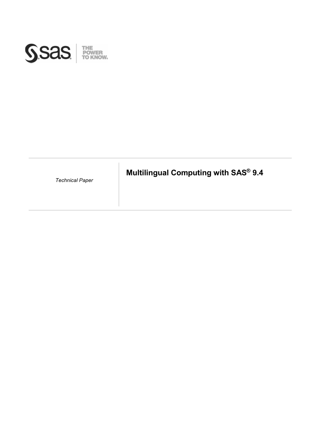 Multilingual Computing with SAS® 9.4
