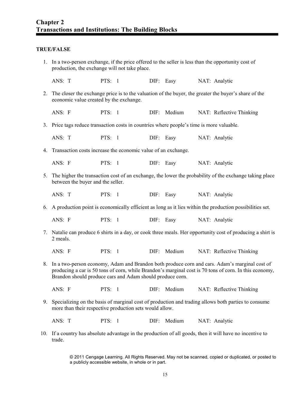 Transactions and Institutions: the Building Blocks