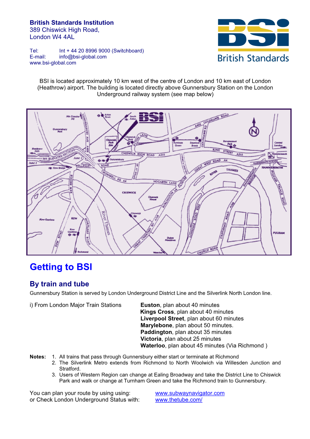 British Standards Institution 389 Chiswick High Road, London W4 4AL