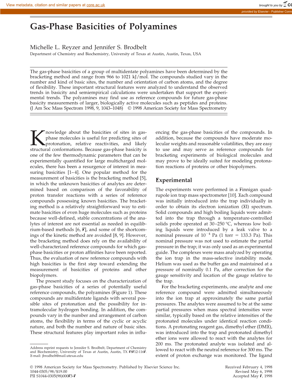 Gas-Phase Basicities of Polyamines