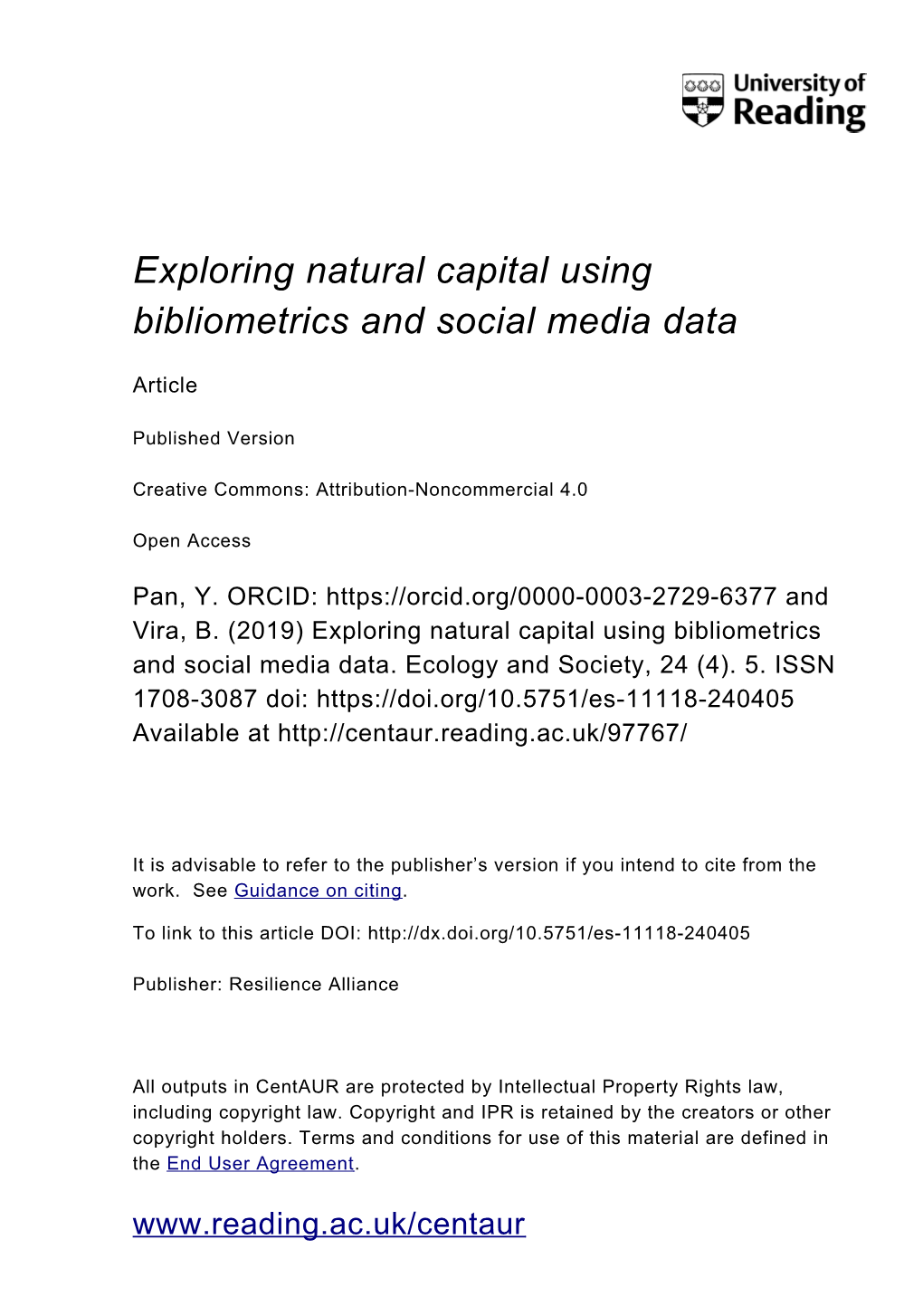 Exploring Natural Capital Using Bibliometrics and Social Media Data