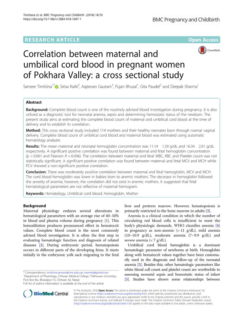 Correlation Between Maternal And