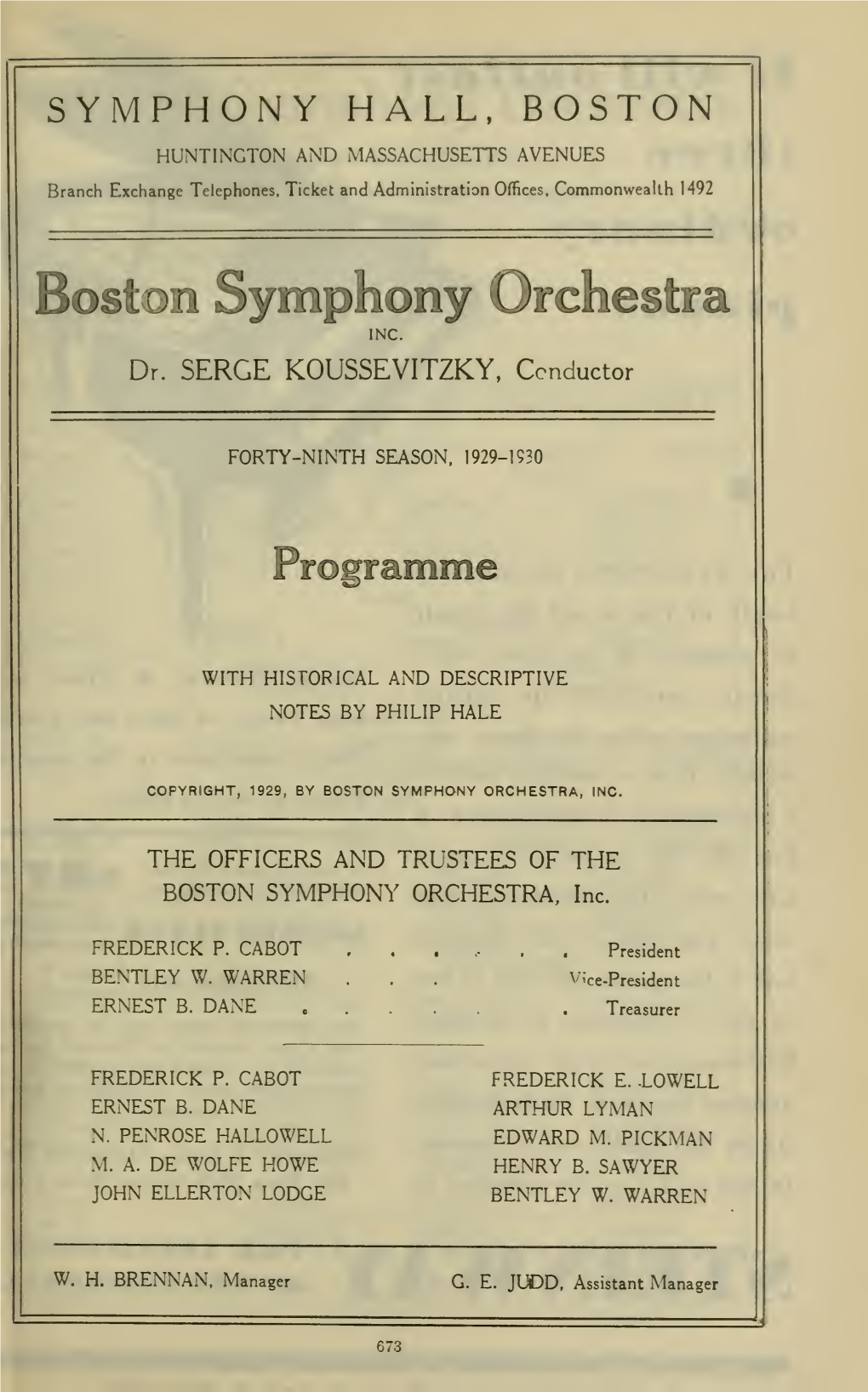 Boston Symphony Orchestra Concert Programs, Season 49,1929-1930