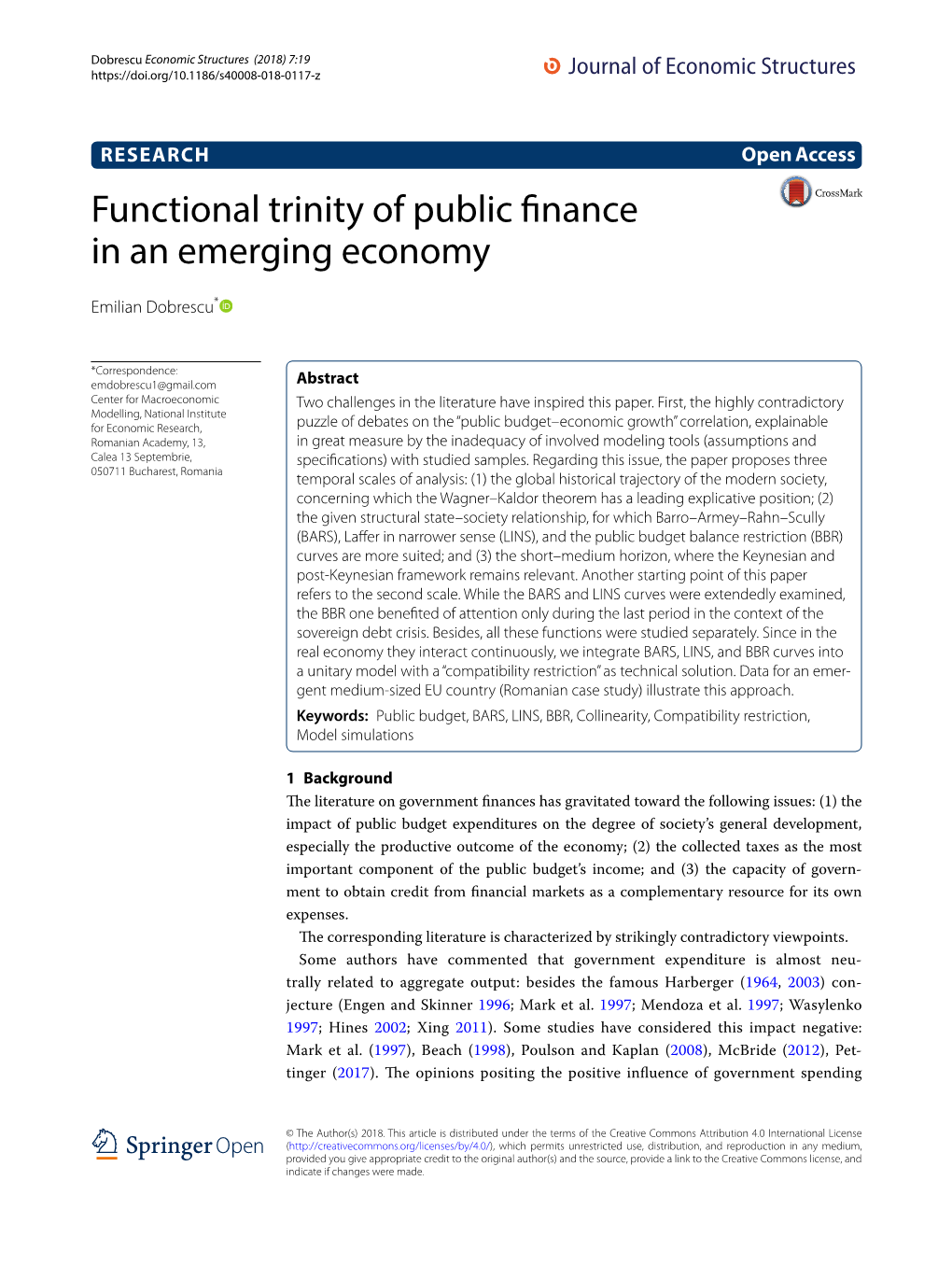 Functional Trinity of Public Finance in an Emerging Economy