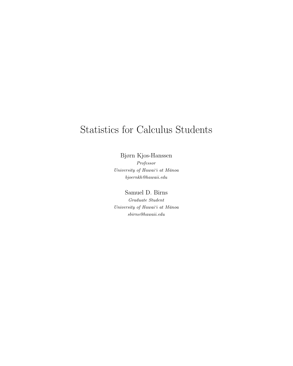 Statistics for Calculus Students