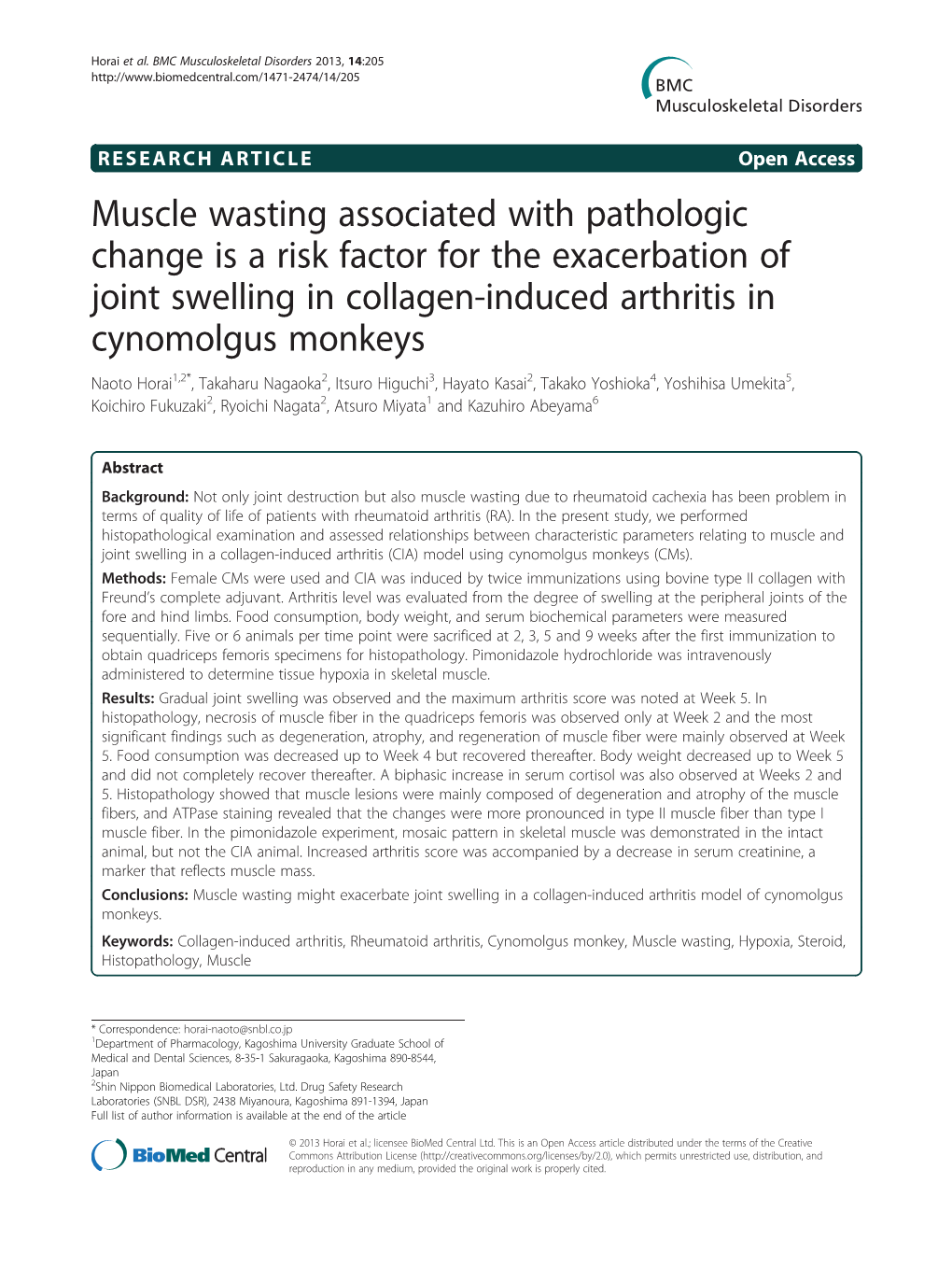 Muscle Wasting Associated with Pathologic Change Is a Risk Factor For