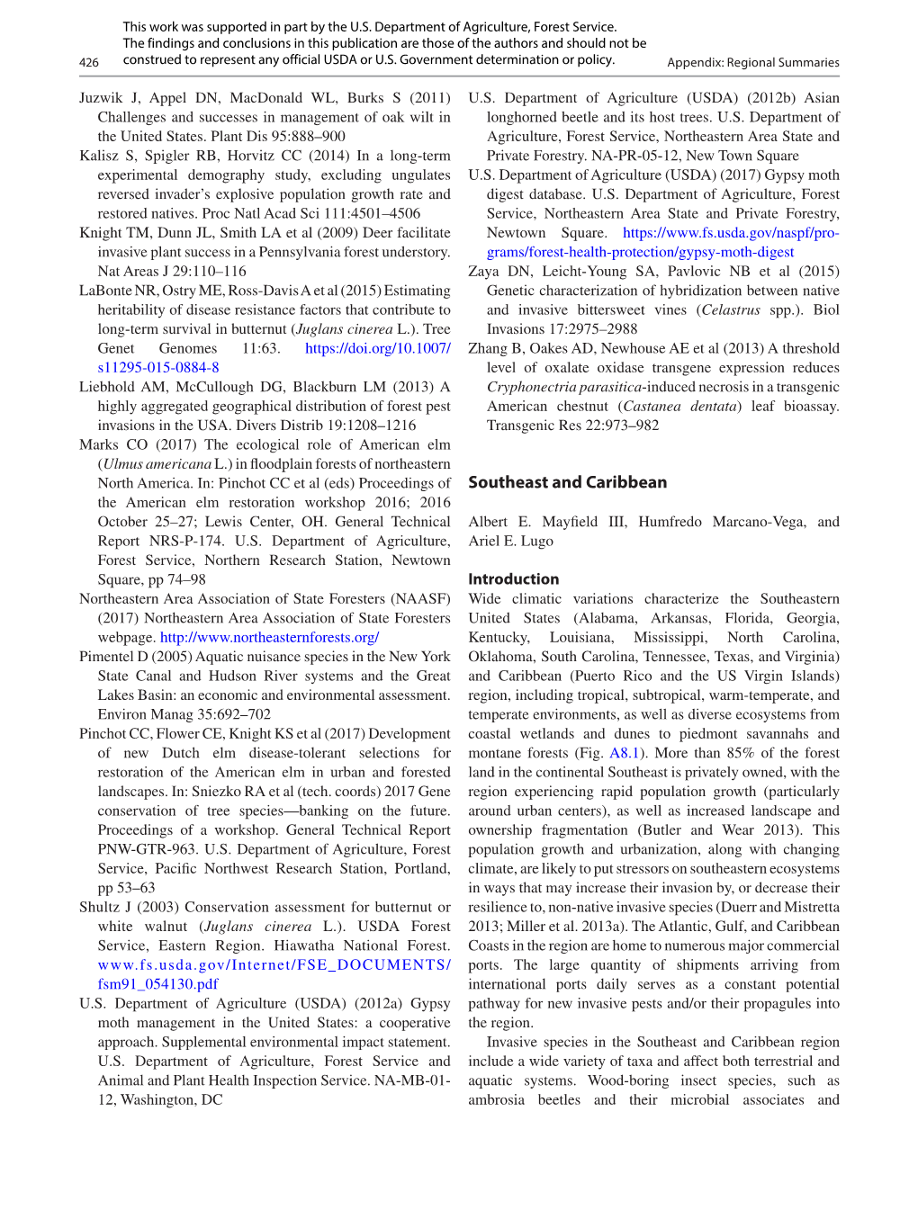 Appendix: Regional Summaries:Southeast and Caribbean