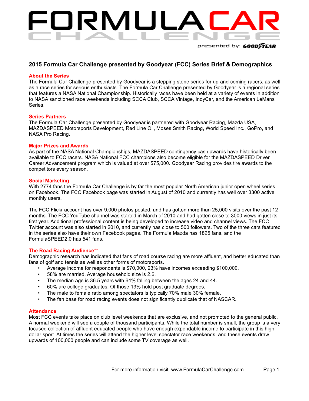 2015 Formula Car Challenge Demographics Posted