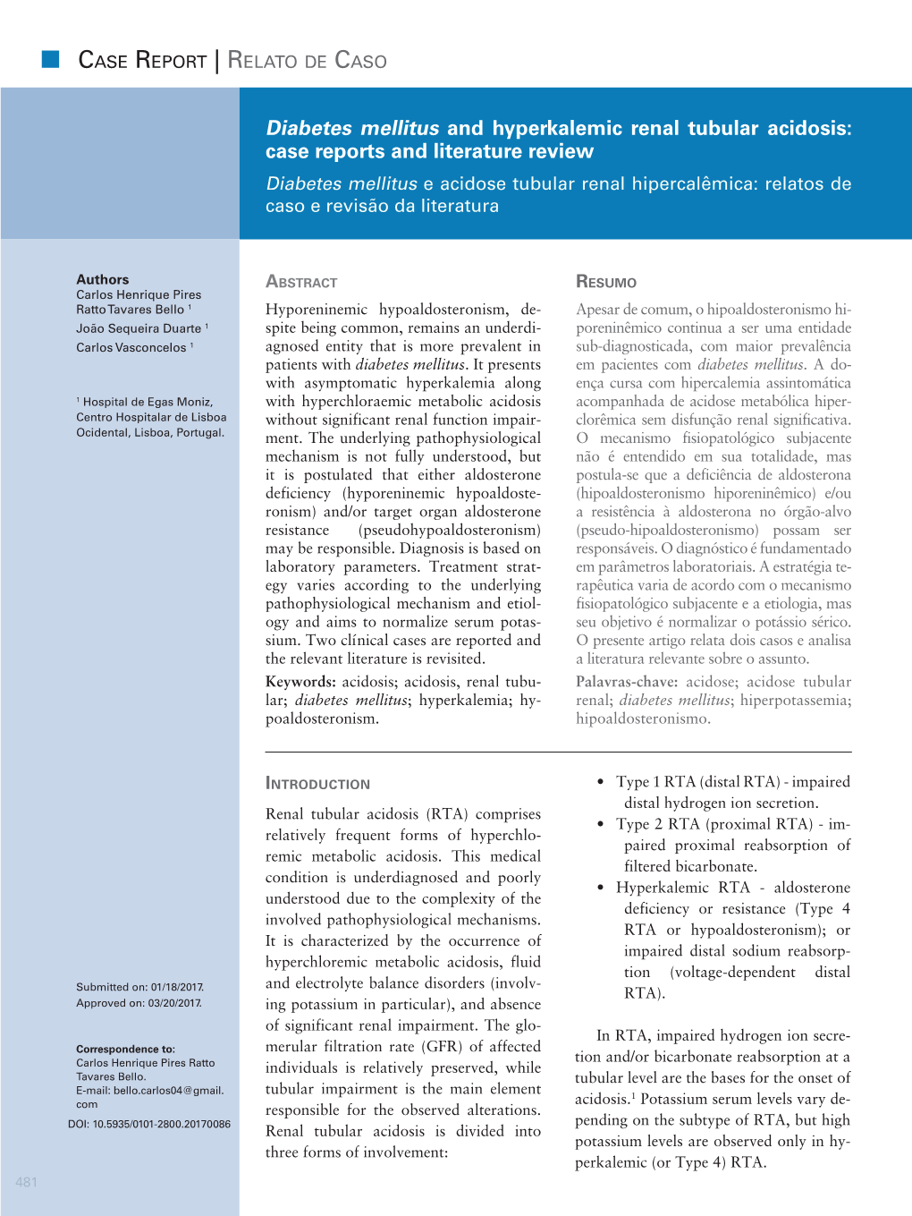 Diabetes Mellitus and Hyperkalemic Renal Tubular Acidosis