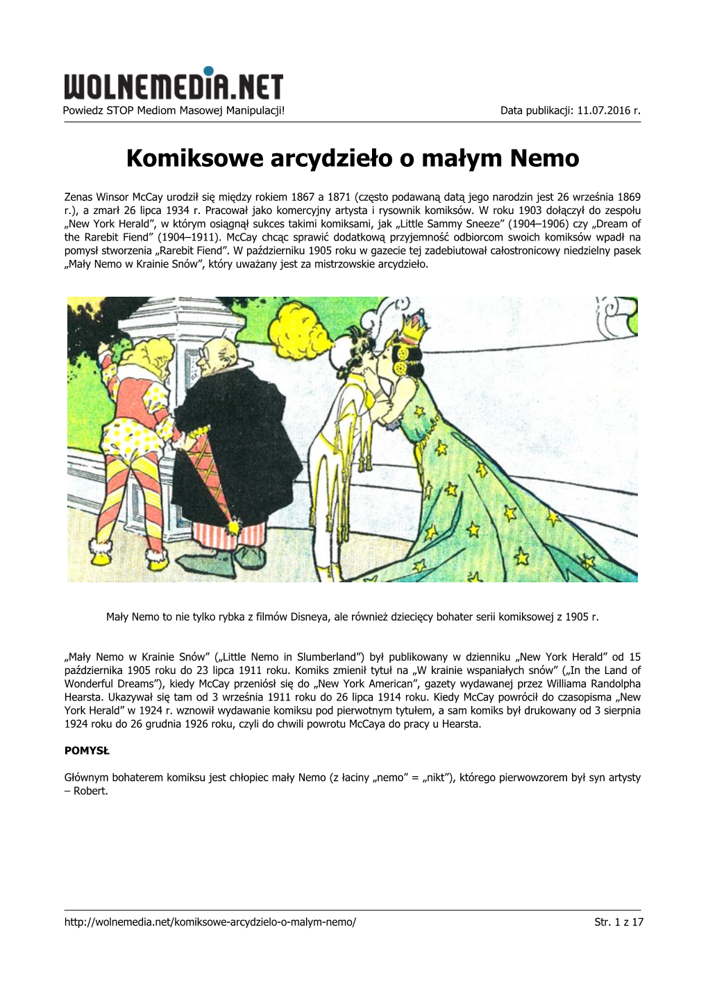 Komiksowe Arcydzieło O Małym Nemowolne Media