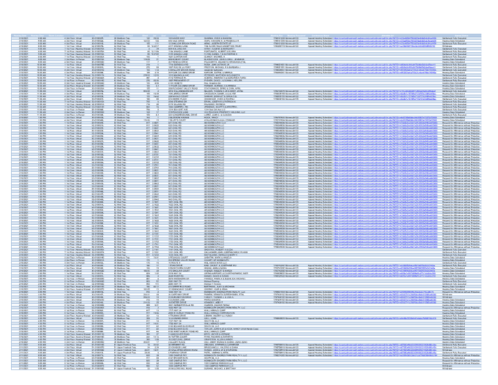 Virtual Hearing Schedule