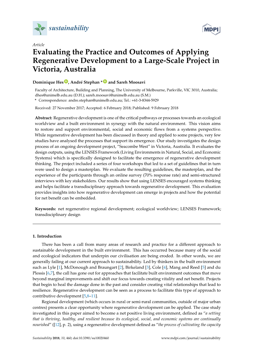 Evaluating the Practice and Outcomes of Applying Regenerative Development to a Large-Scale Project in Victoria, Australia