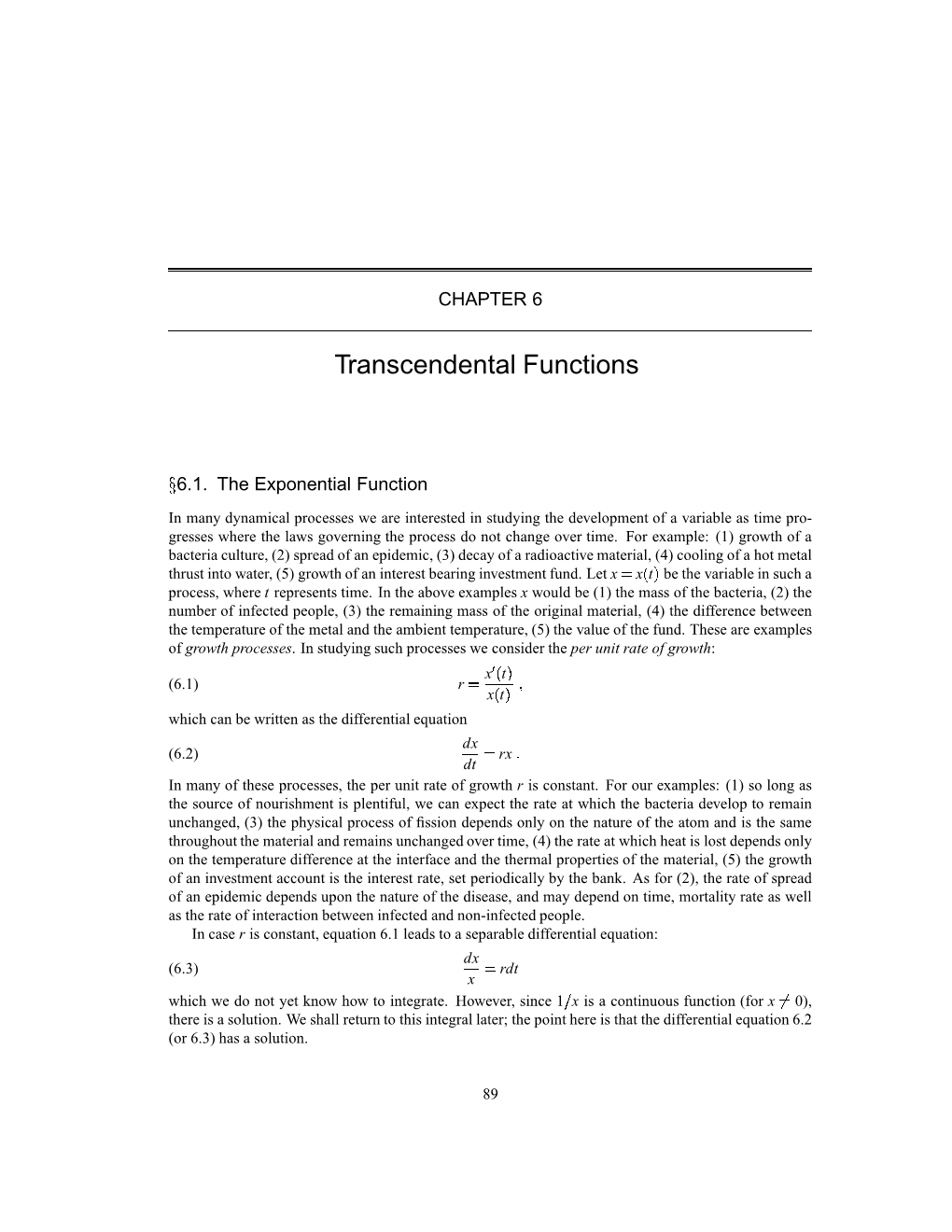 Transcendental Functions