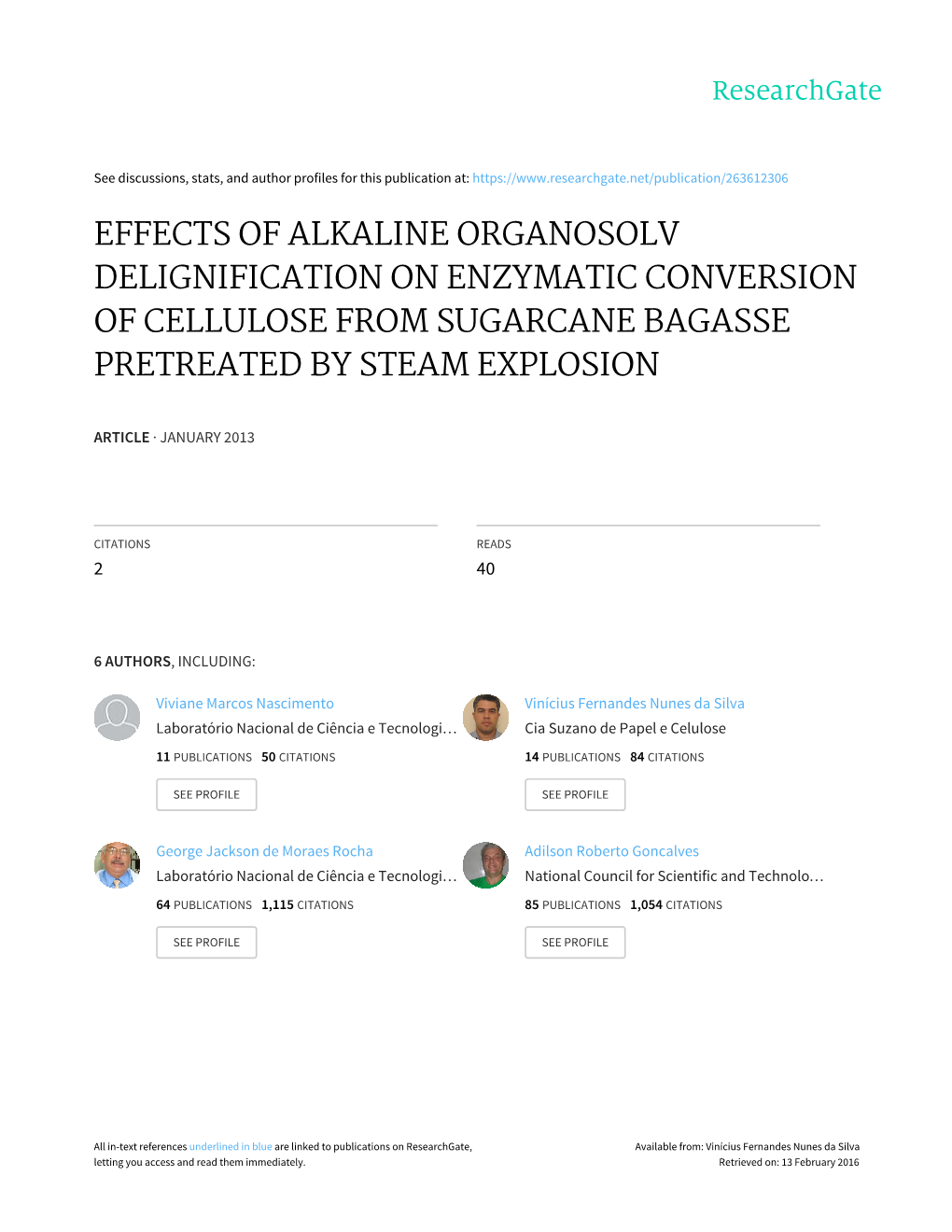 Effects of Alkaline Organosolv Delignification on Enzymatic Conversion of Cellulose from Sugarcane Bagasse Pretreated by Steam Explosion