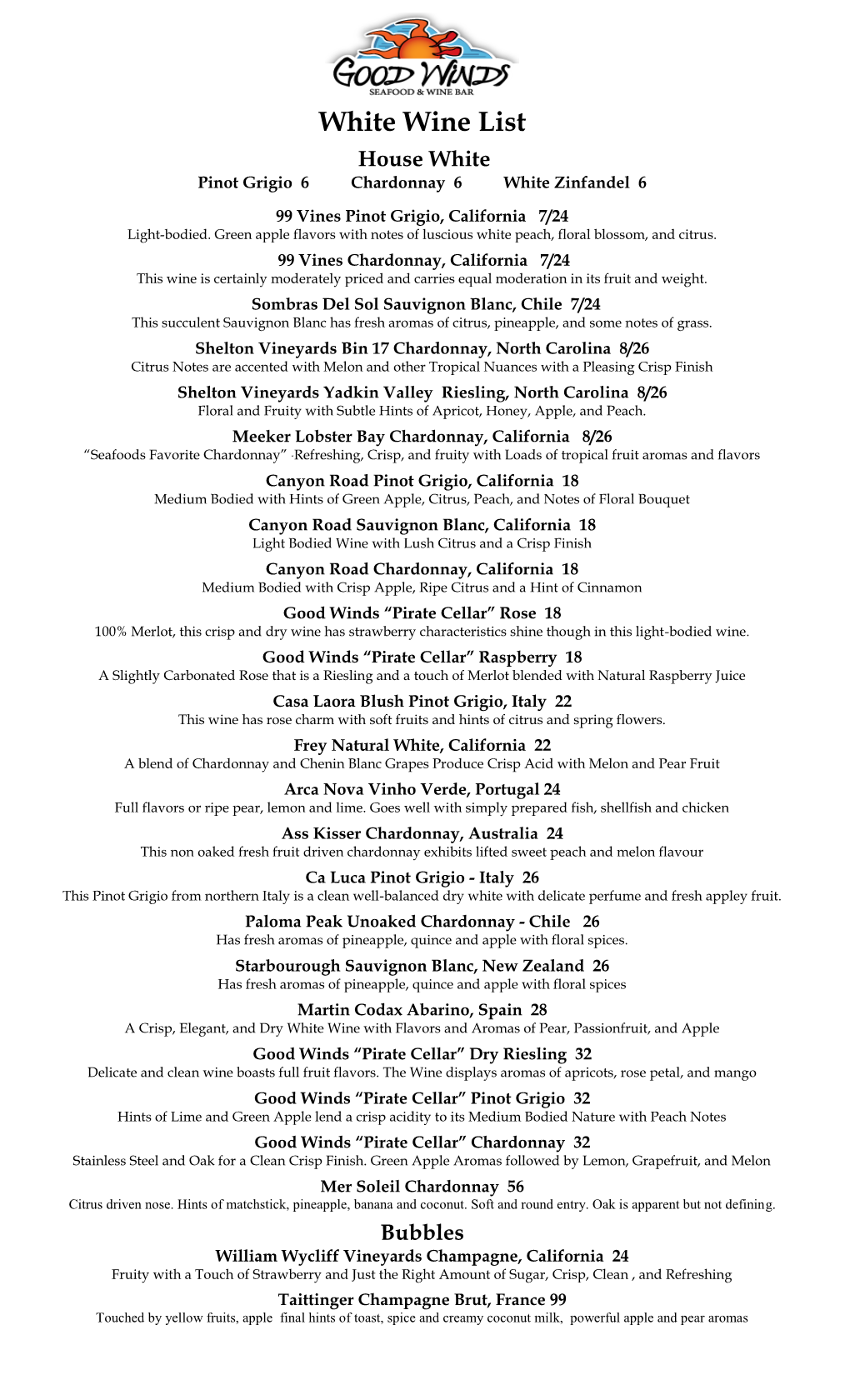 White Wine List