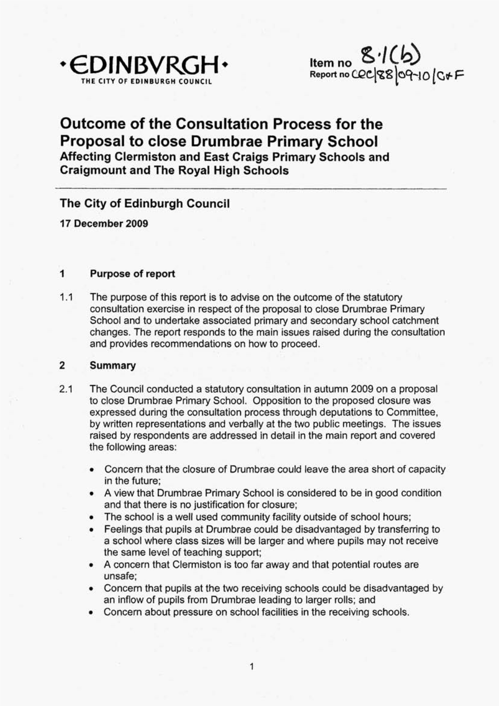 EDINBVRGH* Item No the CITY of EDINBURGH COUNCIL