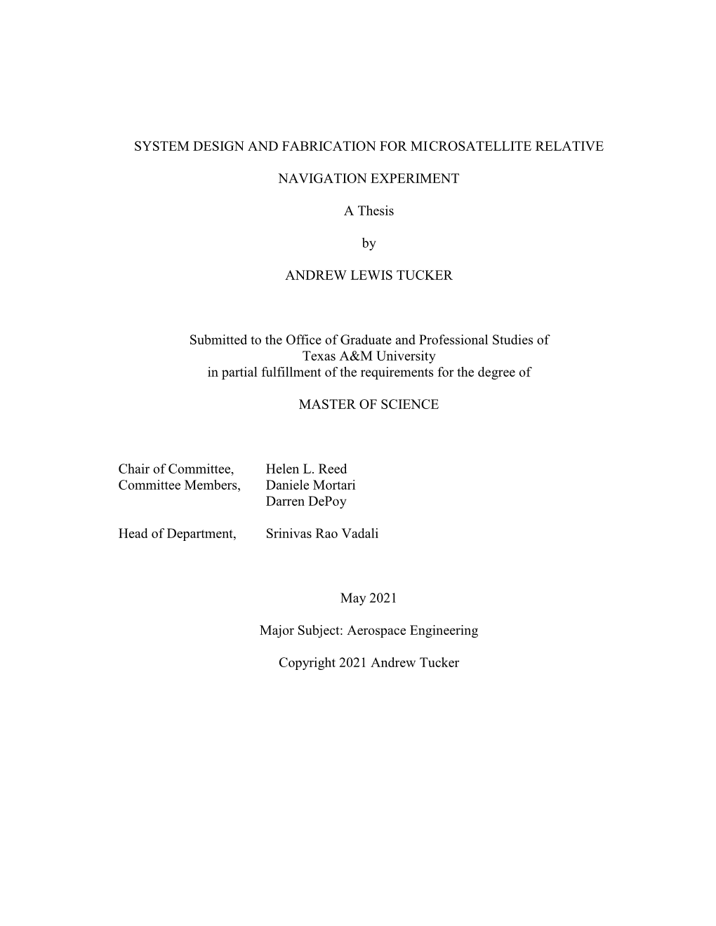 System Design and Fabrication for Mi Crosatellite Relative