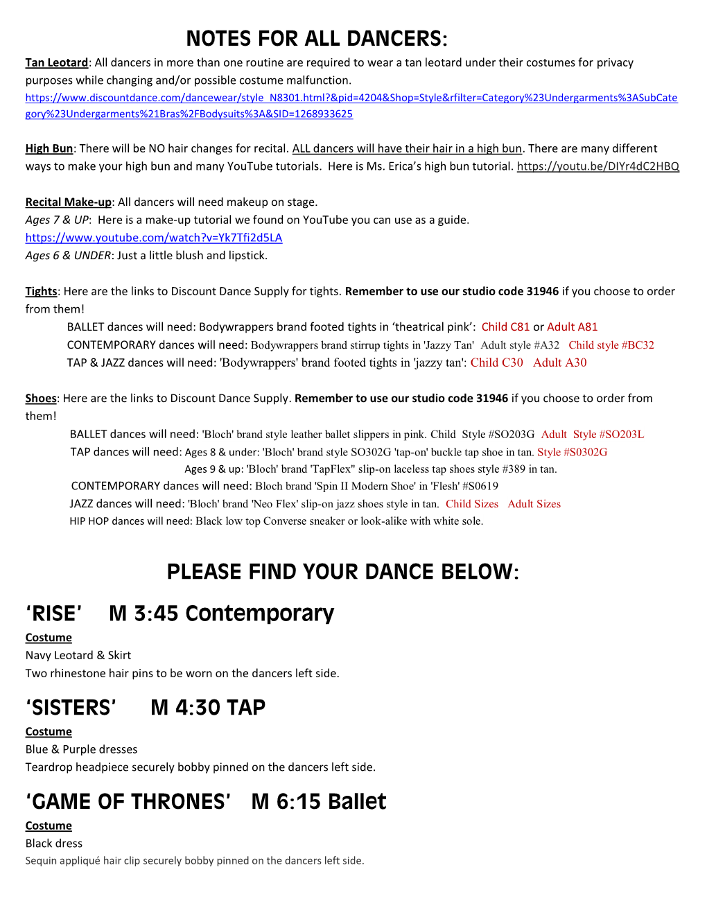 Notes for All Dancers: Please Find Your Dance