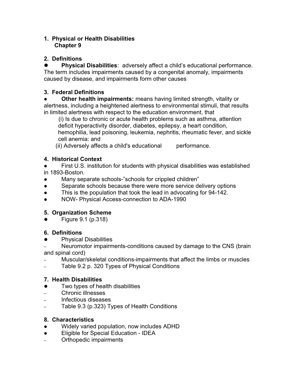 1. Physical Or Health Disabilitieschapter 9