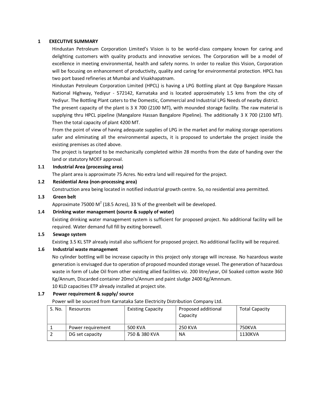 1 EXECUTIVE SUMMARY Hindustan Petroleum Corporation Limited's