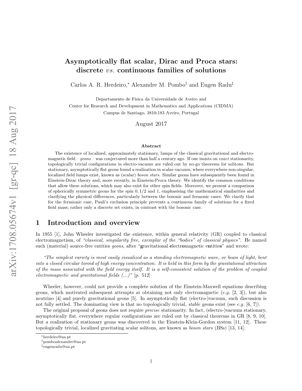 Arxiv:1708.05674V1 [Gr-Qc] 18 Aug 2017 Electromagnetic and Gravitational ﬁelds (...)” [P