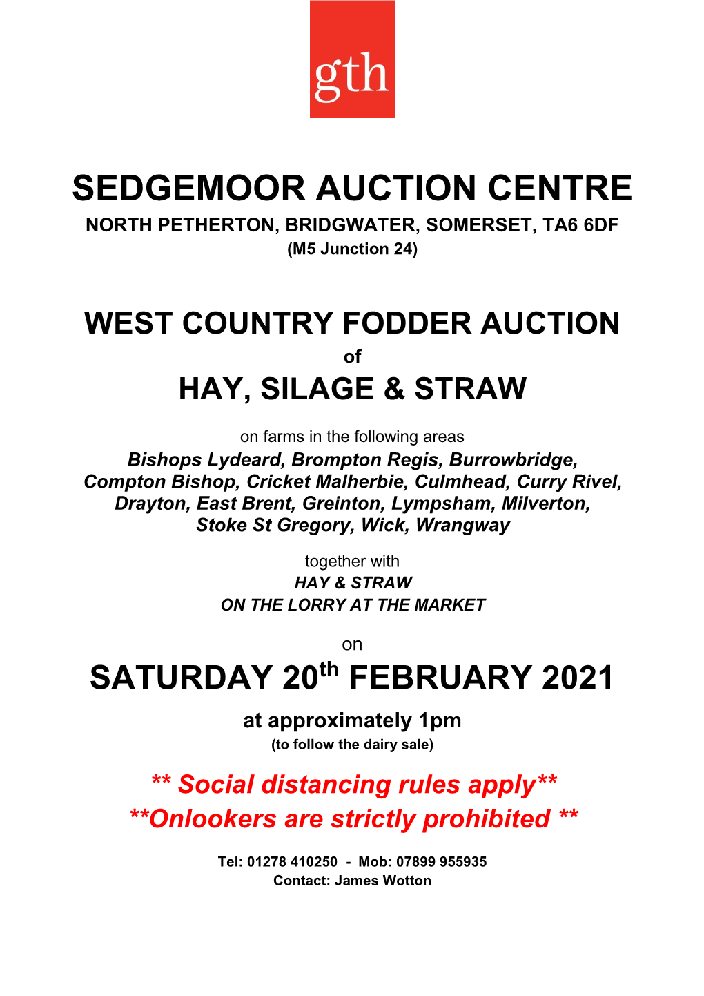 SEDGEMOOR AUCTION CENTRE NORTH PETHERTON, BRIDGWATER, SOMERSET, TA6 6DF (M5 Junction 24)