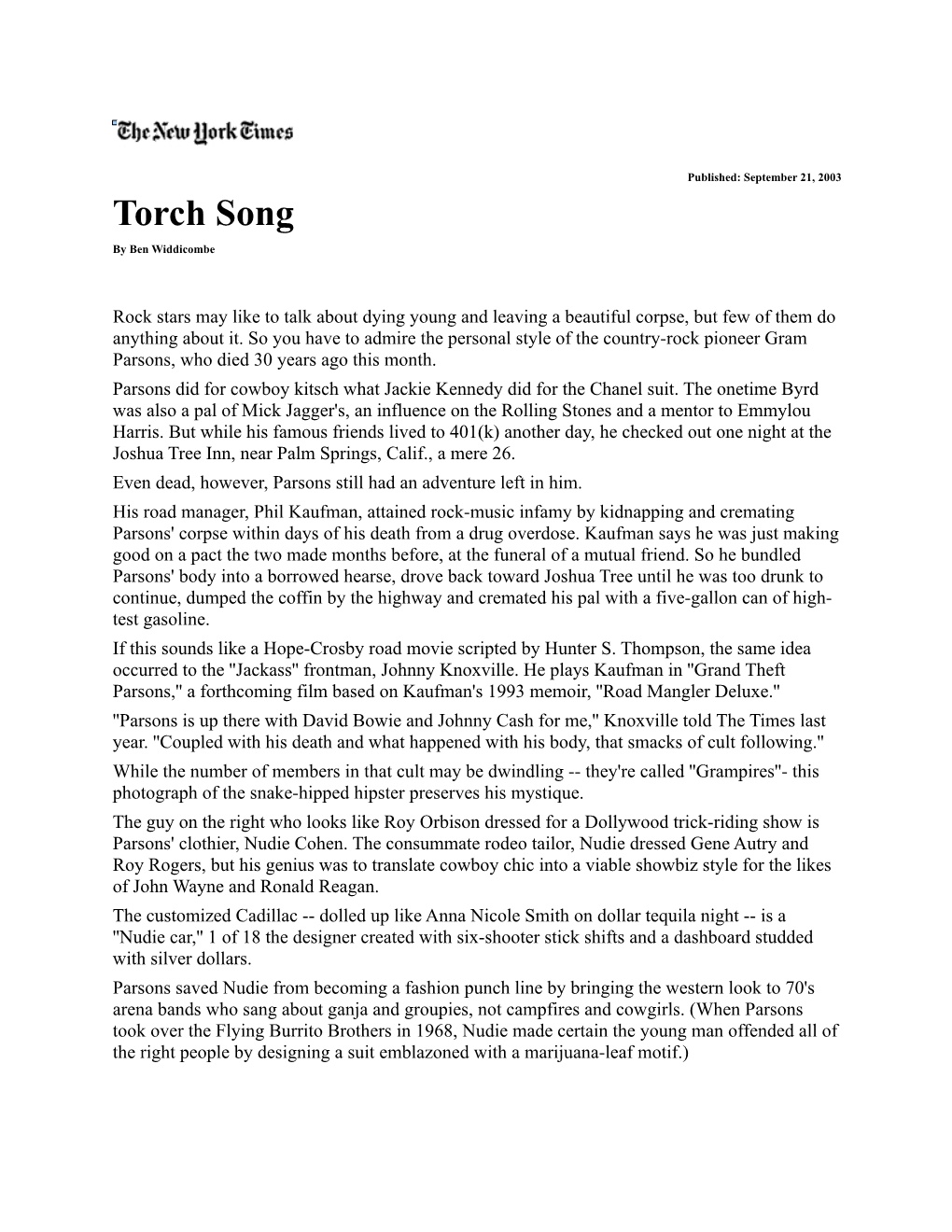 Torch Song by Ben Widdicombe