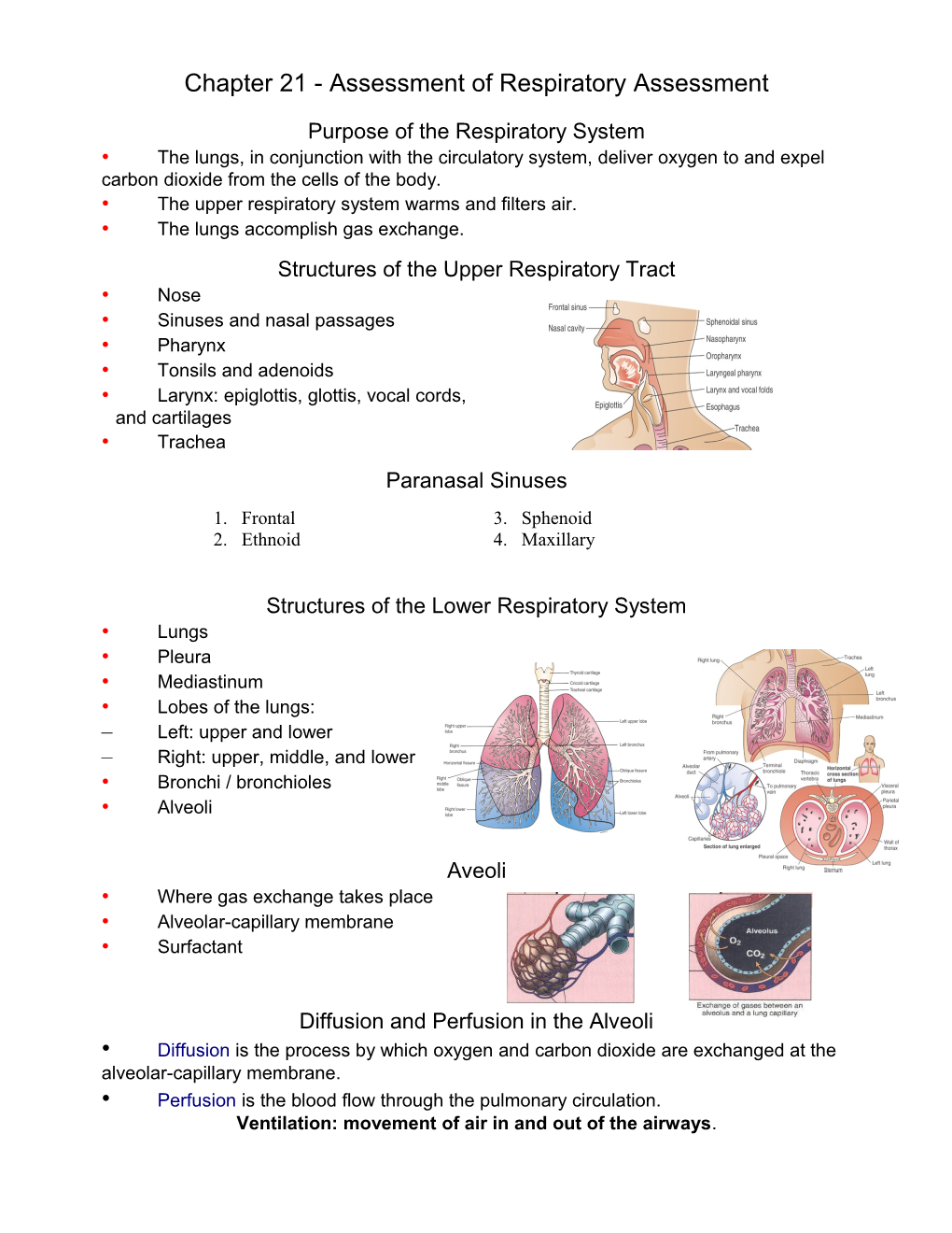 Chapter 21 - Assessment of Respiratory Assessment s1