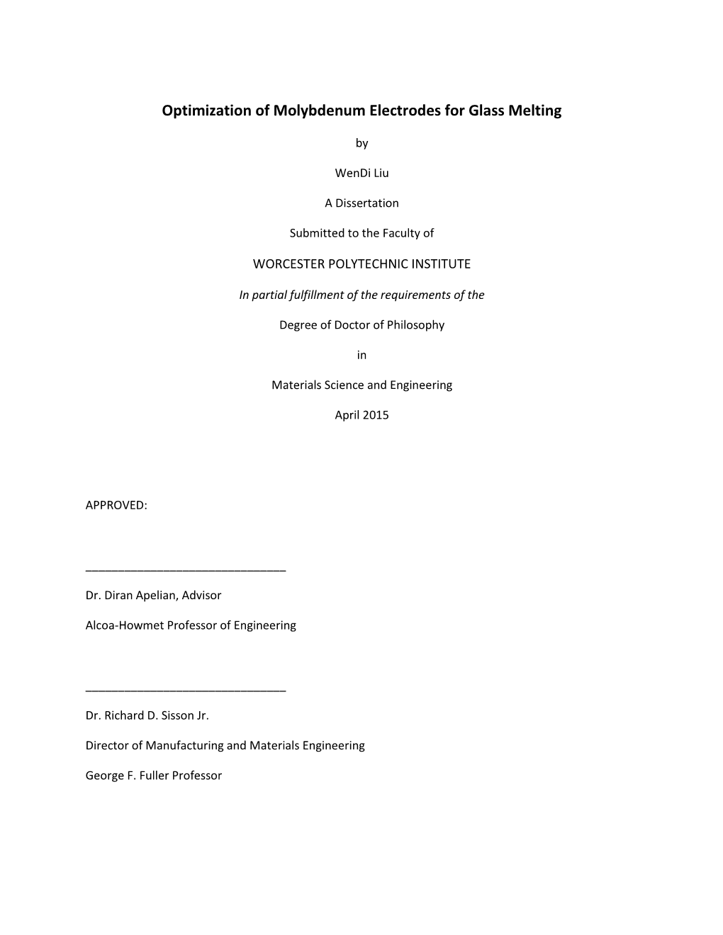 Optimization of Molybdenum Electrodes for Glass Melting