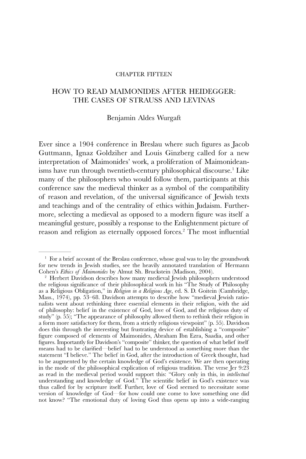 How to Read Maimonides After Heidegger: the Cases of Strauss and Levinas