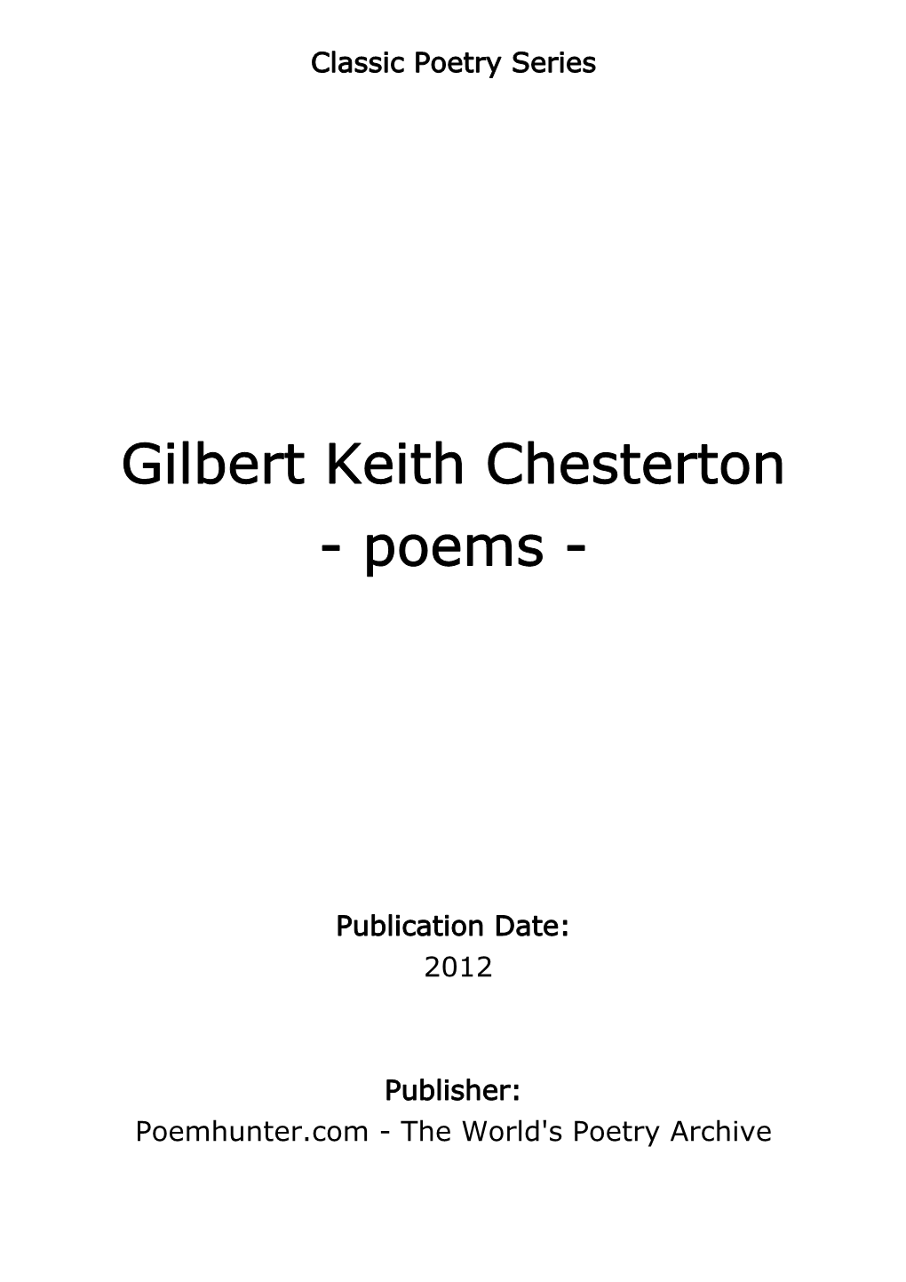 Gilbert Keith Chesterton - Poems