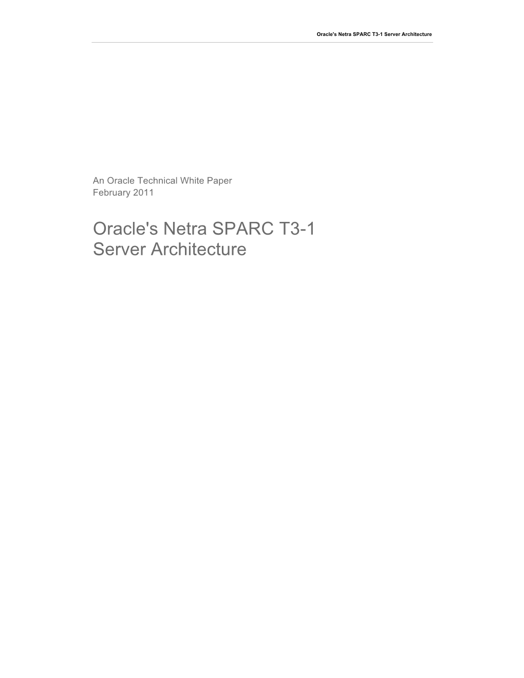 Oracle's Sun Netra SPARC T3-1 Server Architecture