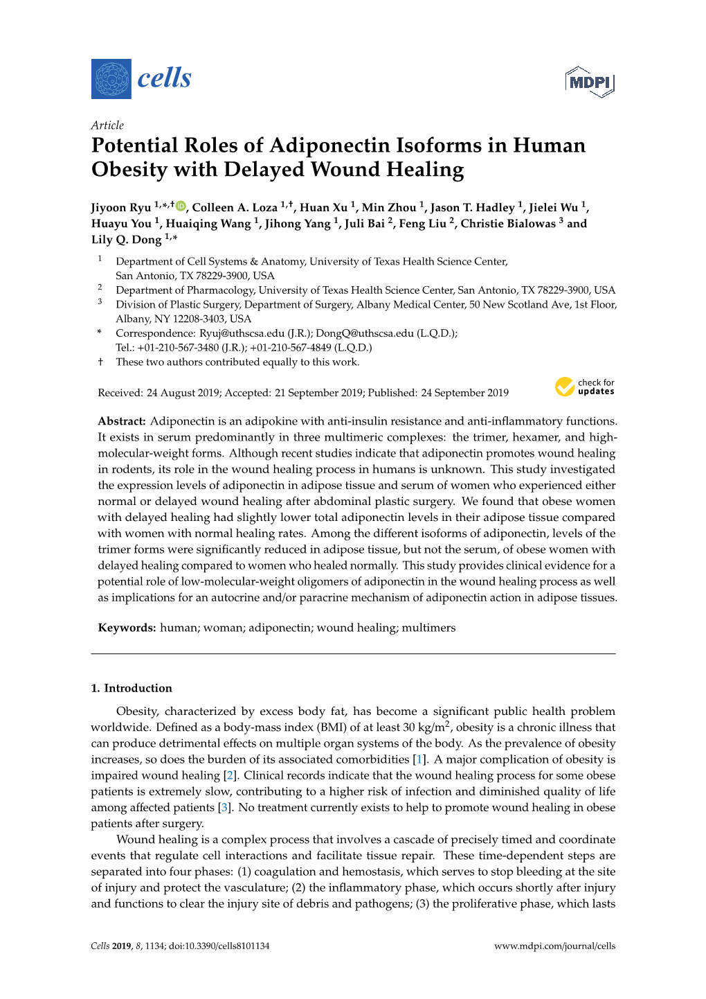 Potential Roles of Adiponectin Isoforms in Human Obesity with Delayed Wound Healing