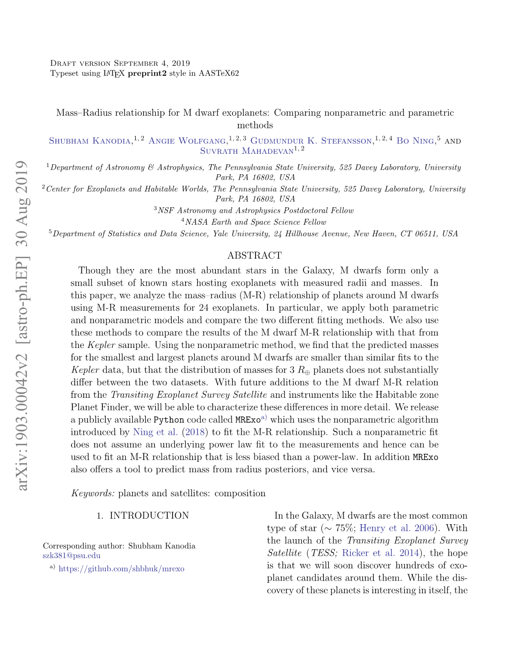 Mass-Radius Relationship for M Dwarf Exoplanets: Comparing Nonparametric and Parametric Methods