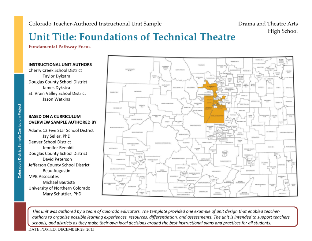 Foundations of Technical Theatre Fundamental Pathway Focus