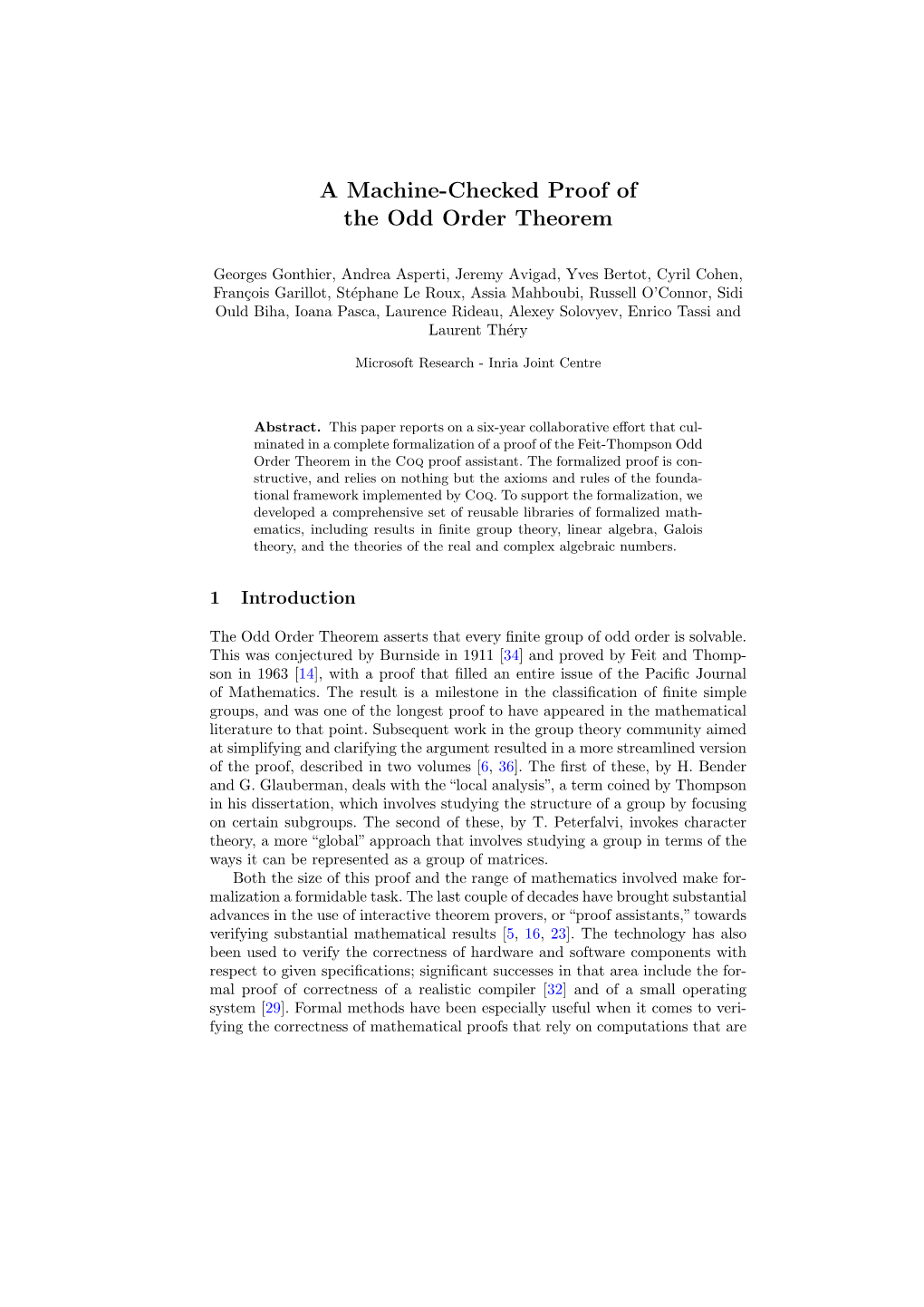 A Machine-Checked Proof of the Odd Order Theorem