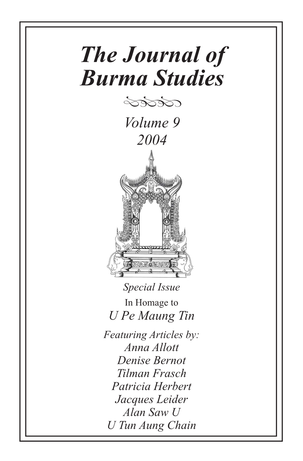 The Journal of Burma Studies