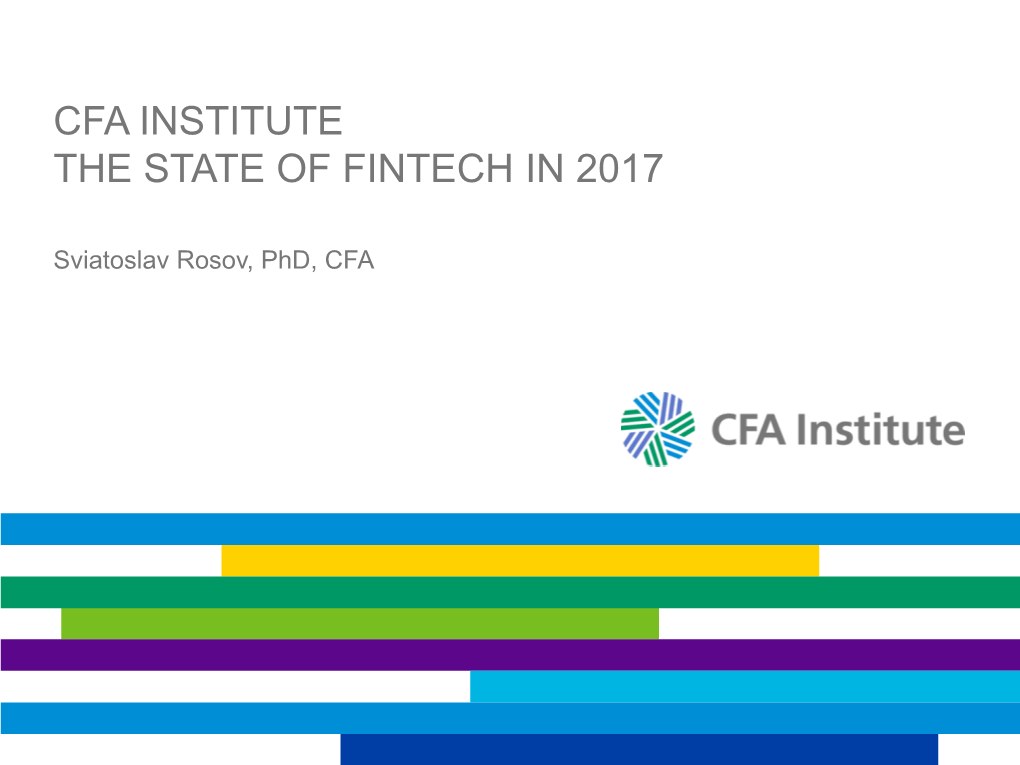 Cfa Institute the State of Fintech in 2017